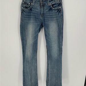 Rock & Roll Cowgirl Women's Mid Rise Cotton/Spandex Denim Blue Jeans 30x34 L8